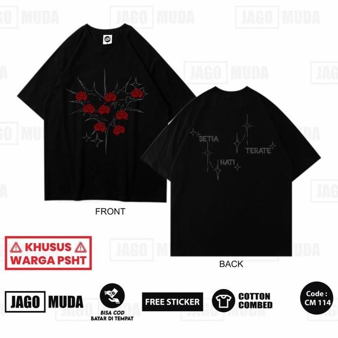 KAOS SETIA HATI TERATE SIMPEL DISTRO BAHAN KATUN COMBED  24S KAOS PSHT ORIGINAL JAGOMUDA TERATE