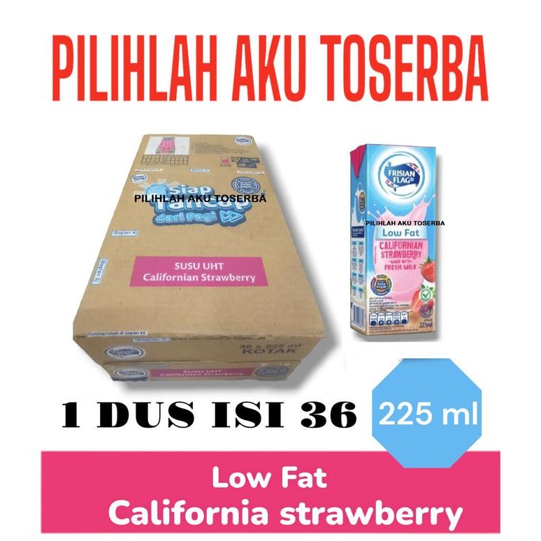 

Grosir Susu Frisian Flag Low Fat California Strawberry 225 Ml -(1 Dus Isi 36)