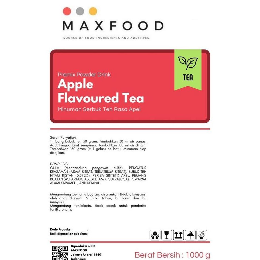 

Murah Apple Tea Powder Drink / Bubuk Minuman Serbuk Teh Rasa Apel 1 Kg Plus Gula