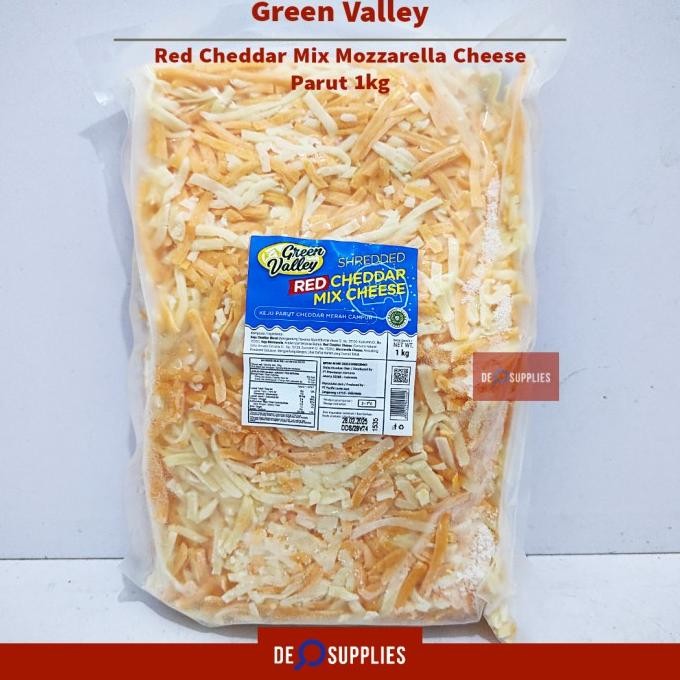 

Murah Green Valley Red Cheddar Mix Mozzarella Cheese Keju Parut 1Kg Halal