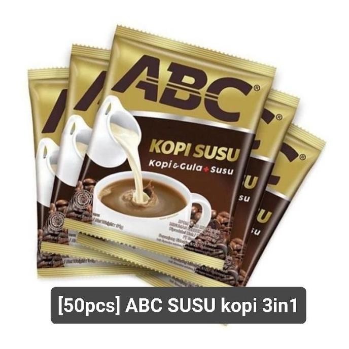 

Promo [50Pcs] Susu Kopi Abc Kopi 3In1 Dengan Bubuk & Gula