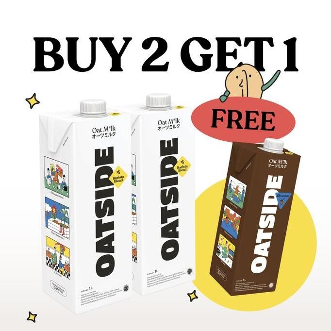 

Promo (Buy 2 Get 1 Free) Oatside Oatmilk Barista Blend 2L + Chocolate 1L | Susu Oat Barista Blend Dan Rasa Cokelat