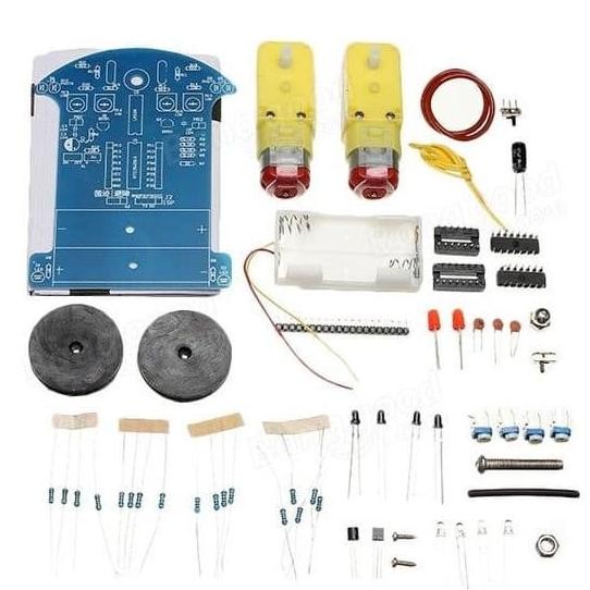D2-3 DIY KIT Robot Tracking Line Follower Smart Car STC15W201S MCU - Belum Dirakit