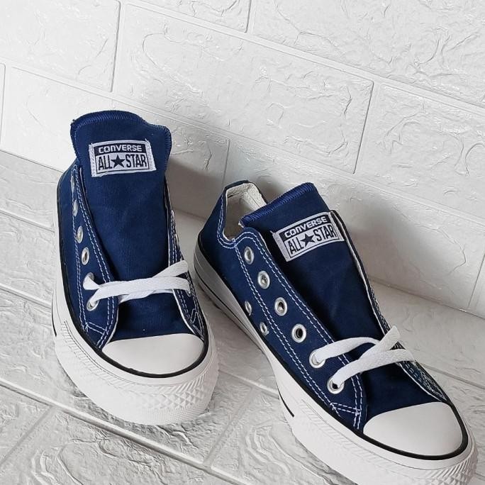Sepatu Converse All Star Original Low Basic Navy Biru Tua Pendek Ori