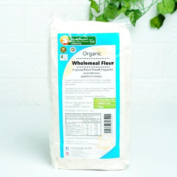 

Grosir Health Paradise Organic Wholemeal Flour, Hi Protein Wholemeal 1Kg