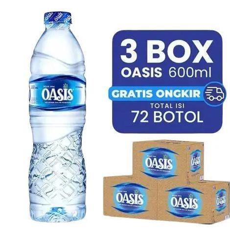 

Grosir 3 Box Oasis Botol 600Ml (Isi 72 Botol). Air Putih Dengan Kadar Ph Standar Dan Berkualitas, Water Mineral.