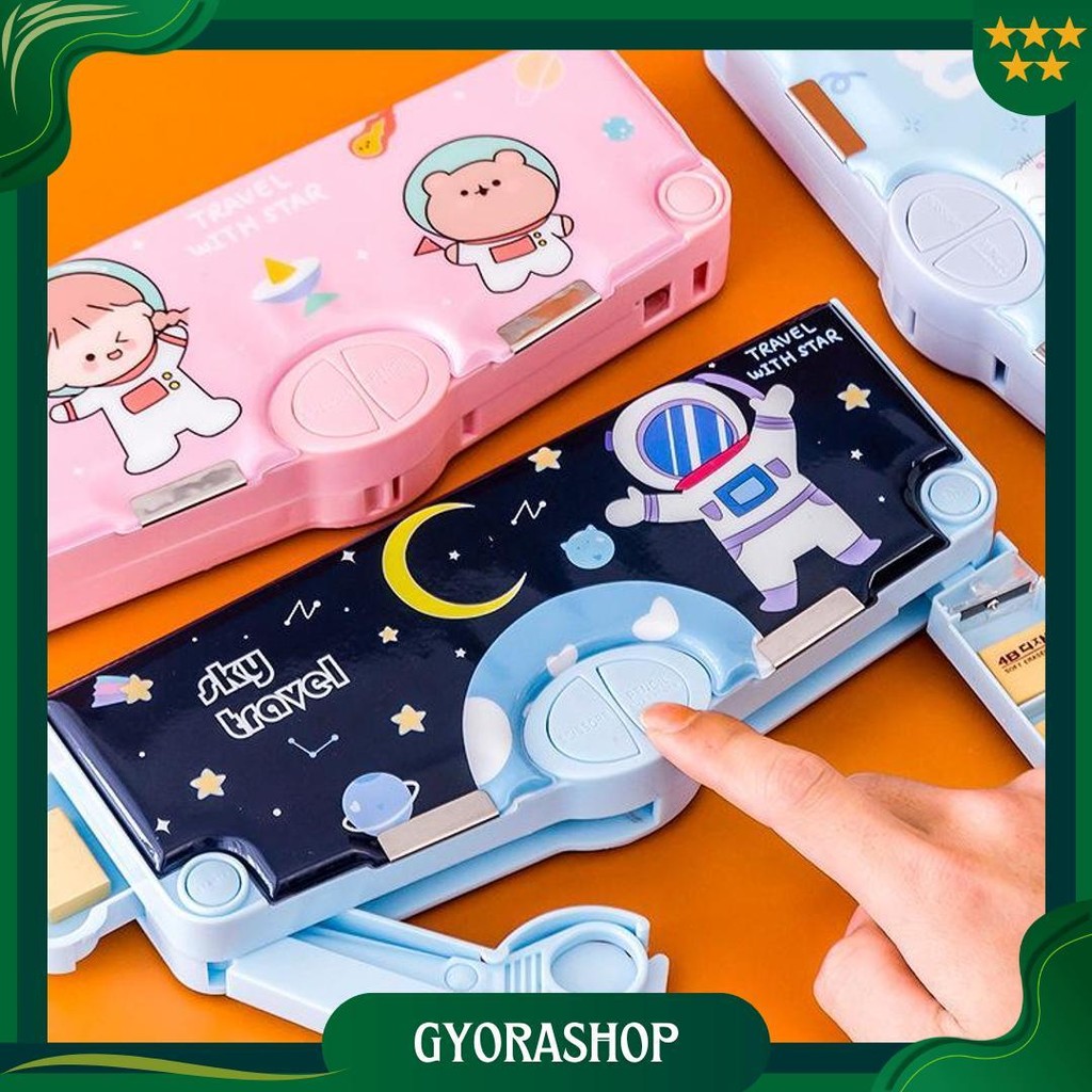 

Hnk Kotak Pensil Anak Sekolah Pola Kartun Lapisan Ganda Tunggal Dengan Rautan Multifungsi Promo