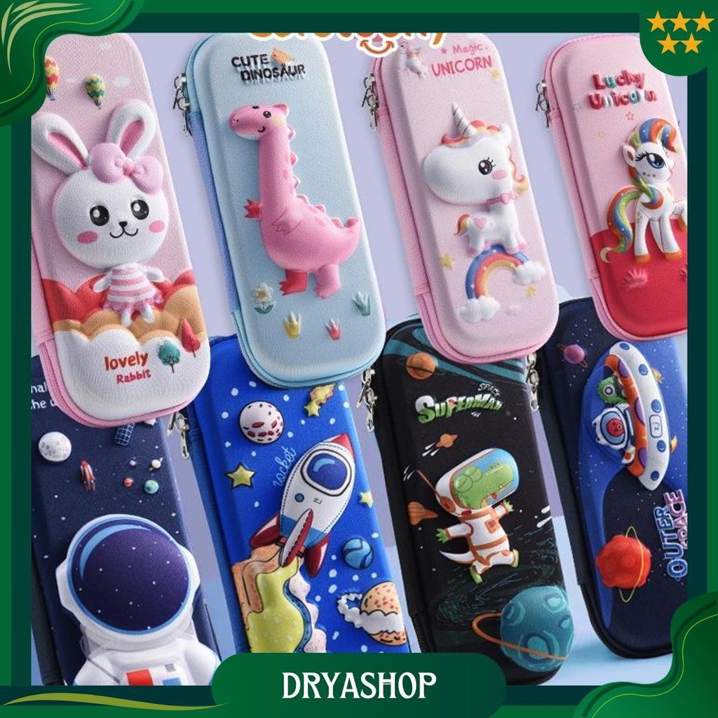

Tempat Kotak Pensil Timbul 3D Lucu Imut Astronot Kelinci Dino Unicorn Kuda Bear Cute Pensil Case Cod