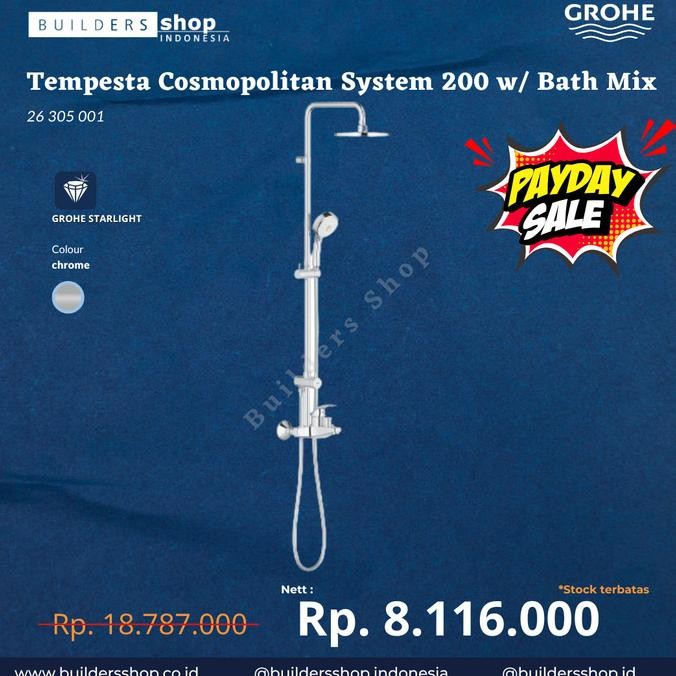 Grohe 26305001 - Tempesta Cosmopolitan Shower System 200 New Stok
