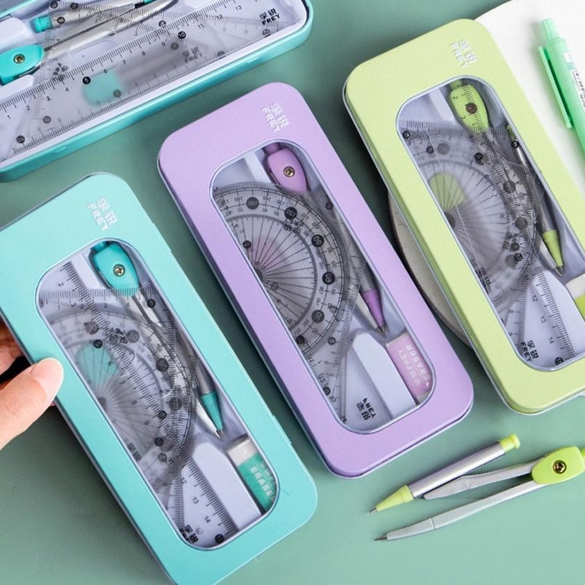 

Premium 7Pcs/Set Jangka Penggaris Jangka Busur Derajat Akurat Untuk Pelajar Sekolah High Quality