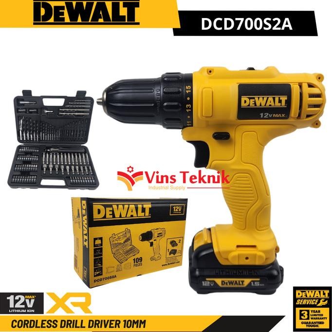 Promo Dewalt Dcd700 Cordless Drill Driver 12V With 109Pcs Drill Bit Kit Set Dcd700S2A
