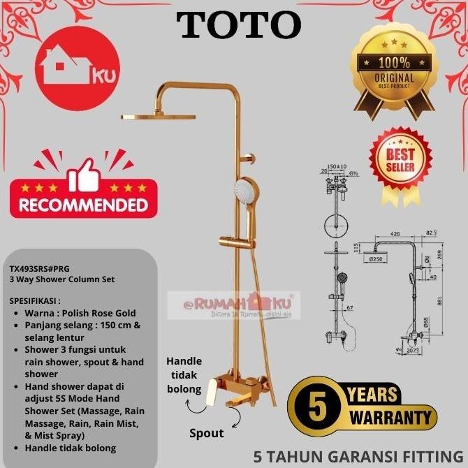 Shower Column Set 3 Way Toto Tx493Srs#Prg Polish Rose Gold New Stok