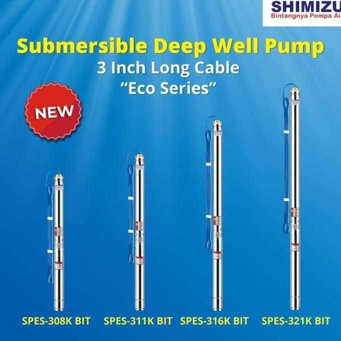 Pompa Celup /Submersible Deep Well Pump Shimizu Eco Series 0,5Hp New Stok