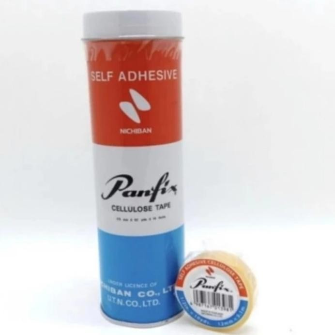 

selotip kecil panfix 1/2 inch x 10 yard /1 kaleng 12 pcs murah