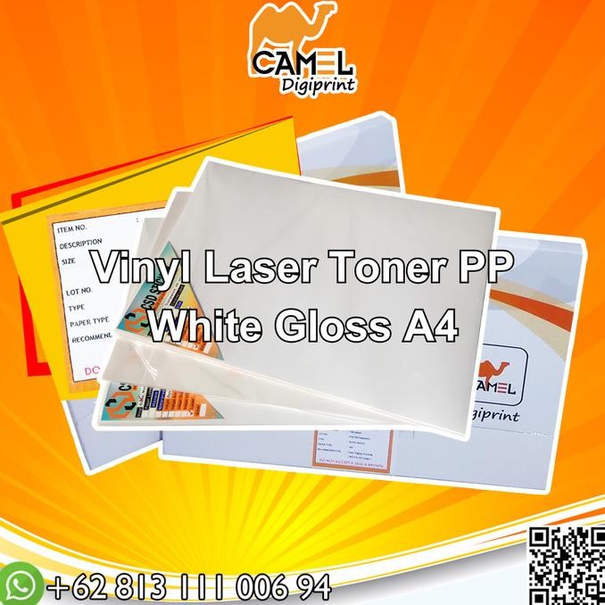 

sticker vinyl laser A4 White Gloss CAMEL DIGIPRINT murah