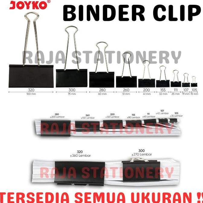 

Joyko Binder Clip 320 100mm JUMBO / Klip Penjepit Kertas BESAR JUMBO No.320 murah