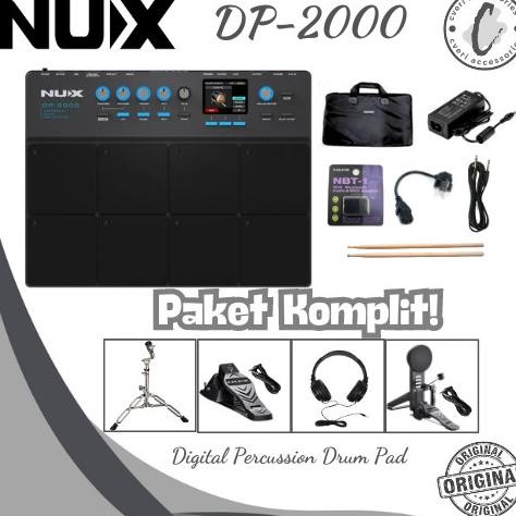 Nux Dp2000 Digital Percussion Drum Pad Paket Komplit Stand Kick Pad Kick Hihat Pedal Dp-2000 Co