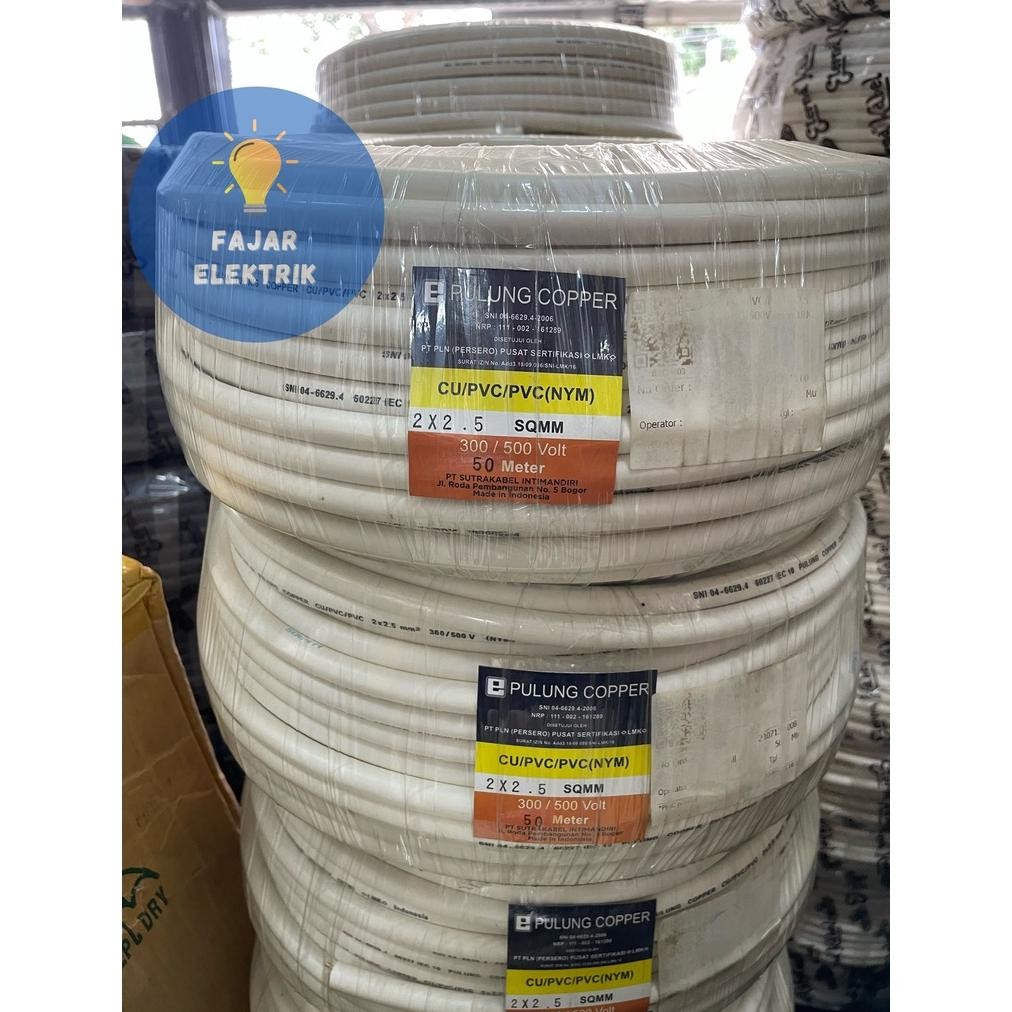 KABEL LISTRIK NYM 2X2,5 PULUNG 1 ROLL/50 METER