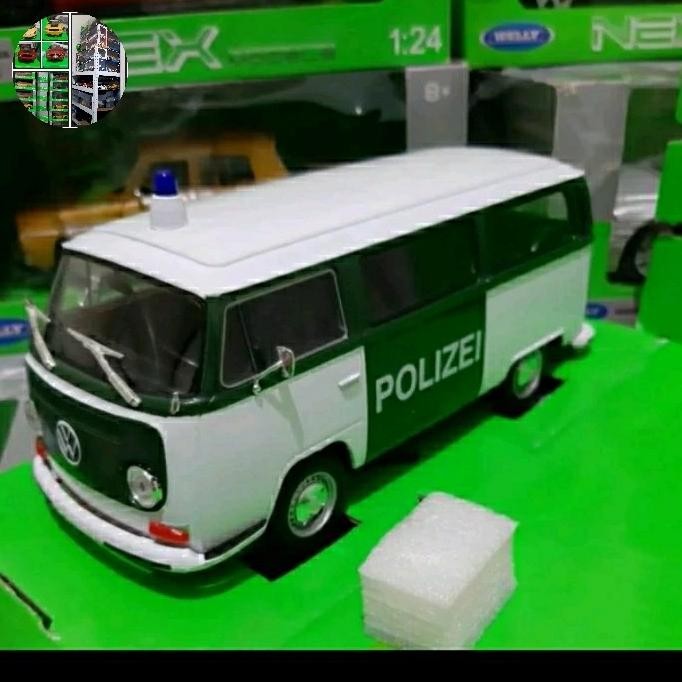Sale Diecast Welly Skala 1:24 Volkswagen Bus T2 1972 Polizei Baru Bukan Bekas Komplit