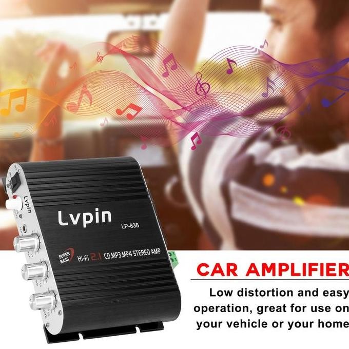 Grosir Ampli Mini Hifi Stereo Power Amplifier Treble Bass Booster 12V 2.1 Channel