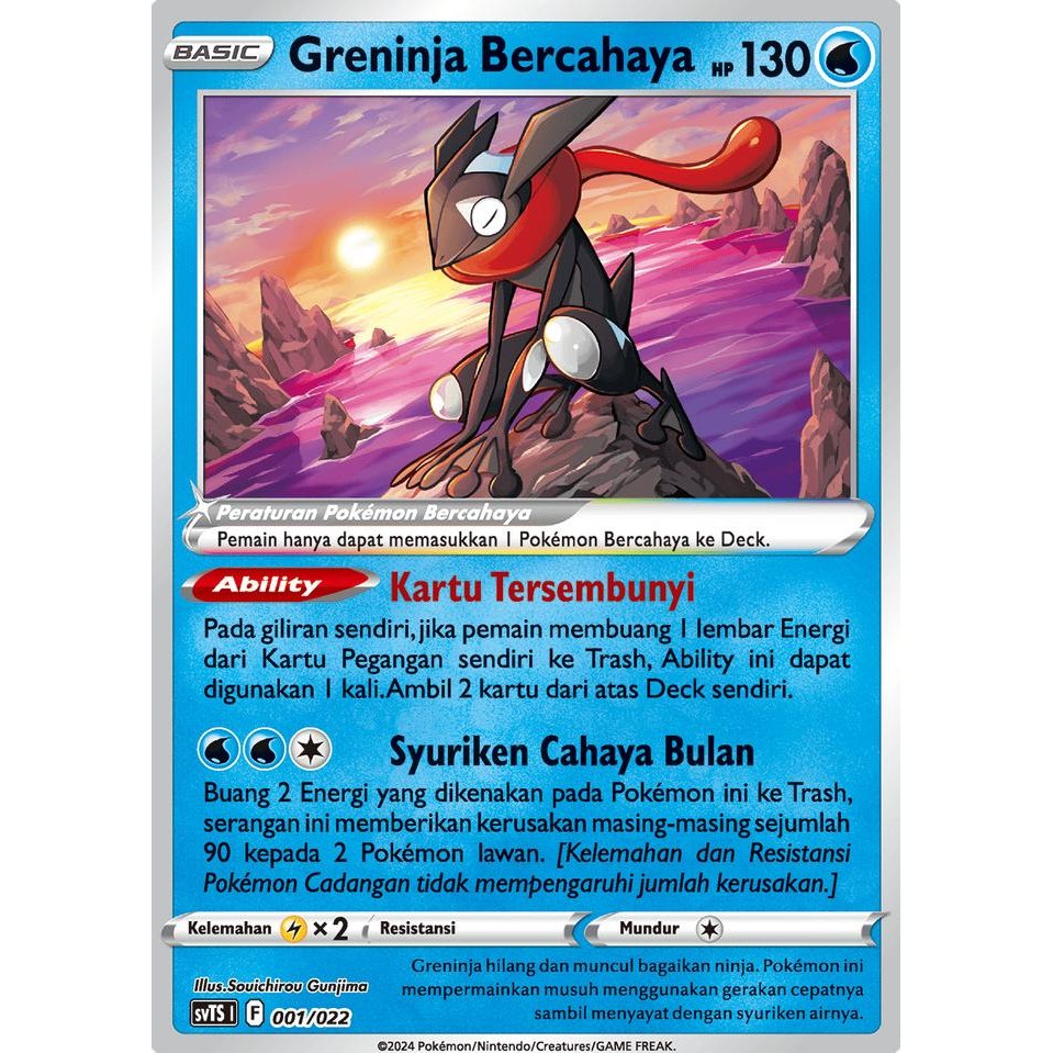 Sale Pokemon Tcg Indonesia Greninja Bercahaya 001/022 Deck Taktik