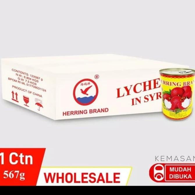 

Herring Brand Buah Lychee Leci in Syrup Sirup Kaleng Dus Karton