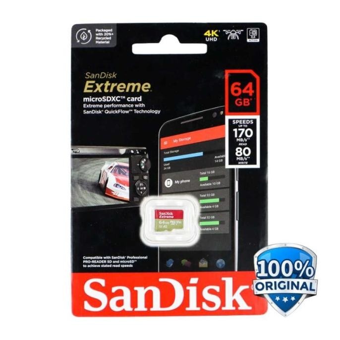 MICRO SD 64GB 170MB/S SANDISK ULTRA MEMORY HP SAMSUNG 64 GB MEMORI CARD 2004T
