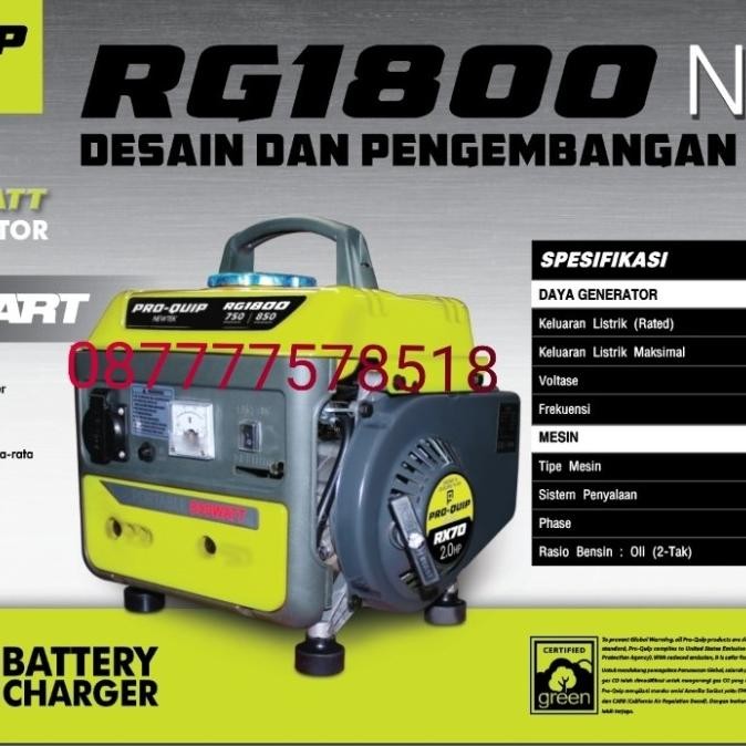 Terlaris Genset Pro Quip  Rg 1800 # Genset Mini Portable Pro Quip 850 Watt Ready Stok
