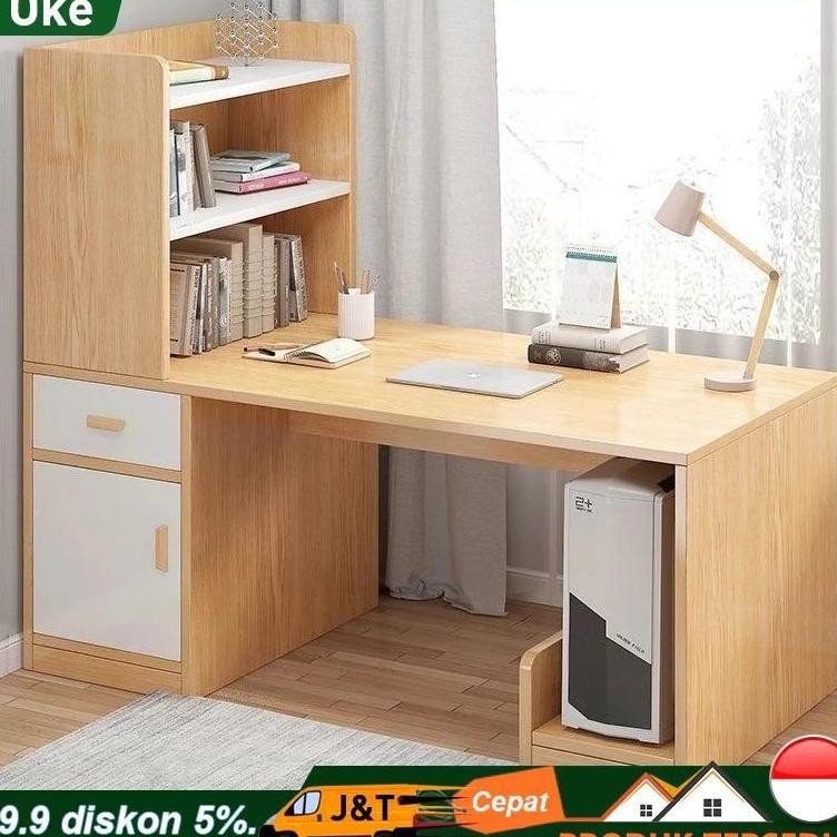 120cm Meja komputer/Meja Kerja/Meja belajar/Meja Belajar dengan Rak Buku/lemari buku