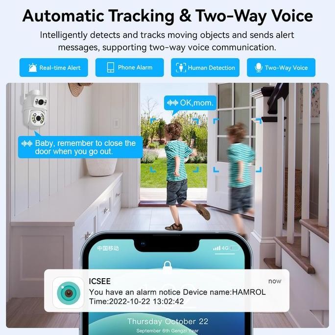 Promo Hamrol 4K 8Mp Kamera Wifi Ptz Dual Lens With Dual Screen Smart Wireless Camera  Auto Tracking 