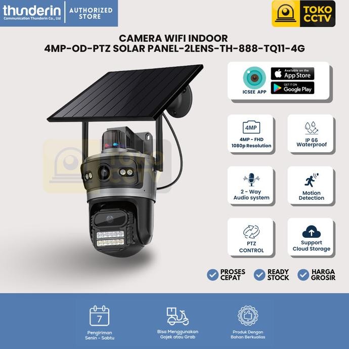 Grosir Thunderin Ptz Ip Wifi Dual Camera Solar Panel , Smart Camera Cctv Icsee Two Away Audio Alarm 