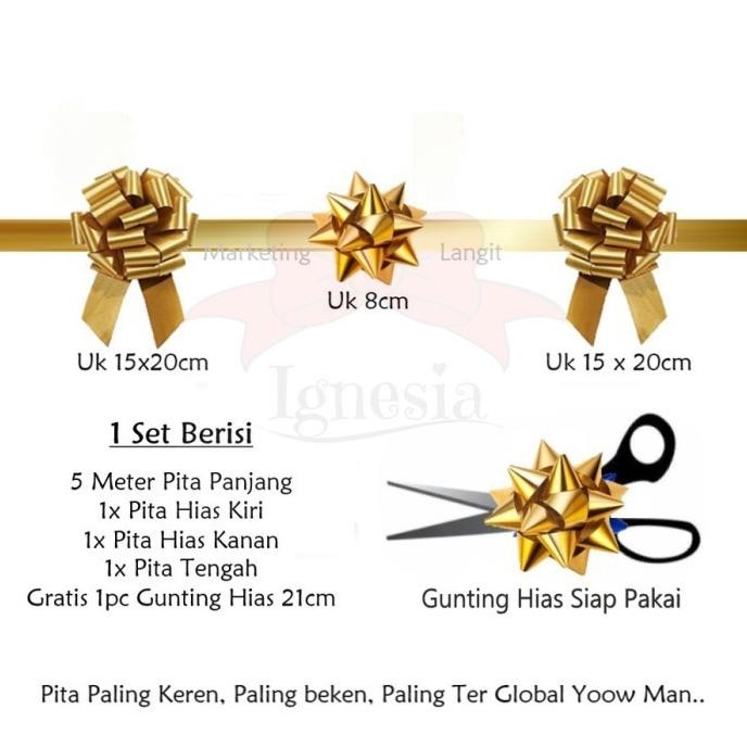 

Pita Gold Silver Metalik Grand Opening Peresmian Siap Pakai + Gunting murah