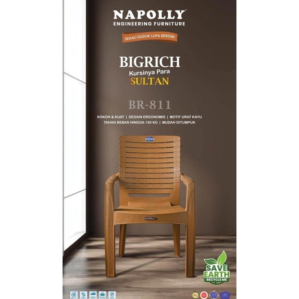 NAPOLLY - BR 811 | Kursi Napolly BigRich Urat Kayu | Kursi Santai Napolly | Kursi Santai Plastik | K