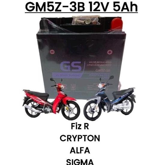 AKI MOTOR FIZ R CRYPTON ALFA SIGMA,,, Aki kering GS grand supreme GM5Z-3B 12V 5Ah