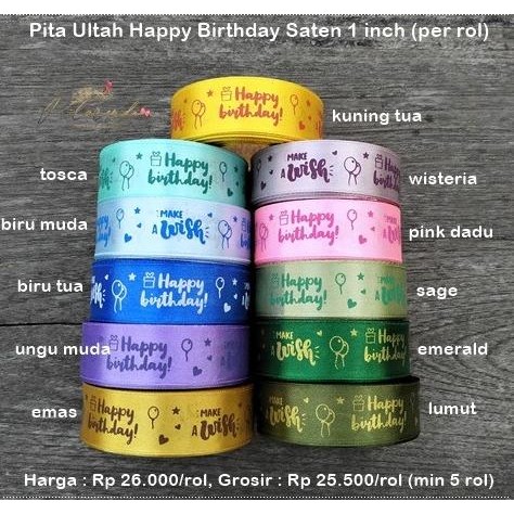 

GPITA-802 : Pita Happy Birthday Saten 1 inch (per rol) murah