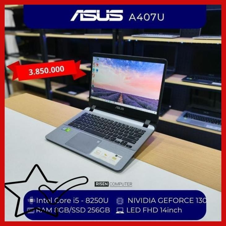 [SLS] Asus A407U Intel Core I5-8250U RAM 8GB SSD 256GB NVIDIA MX130 HD 14inch Laptop Notebook Seken 