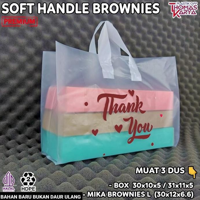 

Kantong Plastik Soft Handle 33x30 muat Box Brownies isi 50 Tas Motif THANK YOU PINK murah
