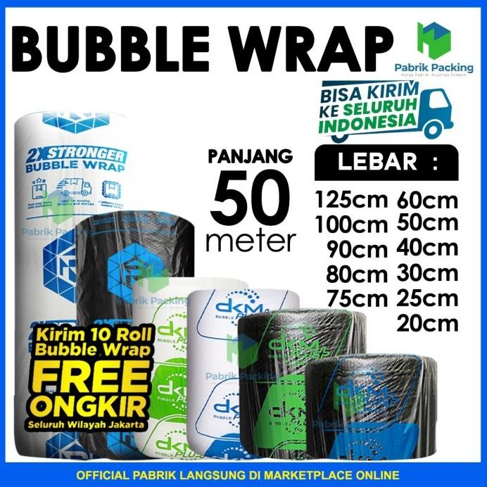 

PLASTIK BUBBLE WRAP DKM+ BERWARNA 125CM X 50M / BUBBLE WRAP 1 ROLL murah