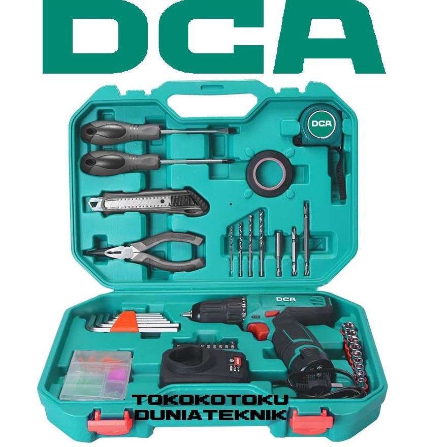 DCA ADJZ1202i Bor Cordless Impact Baterai 12v Paket Set Lengkap DCA ADJZ 1202 SET murah