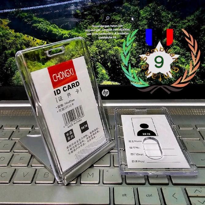 

redi Tempat Kartu Id Card Akrilik 2 Sisi Bening Transparan Vertikal Horizontal