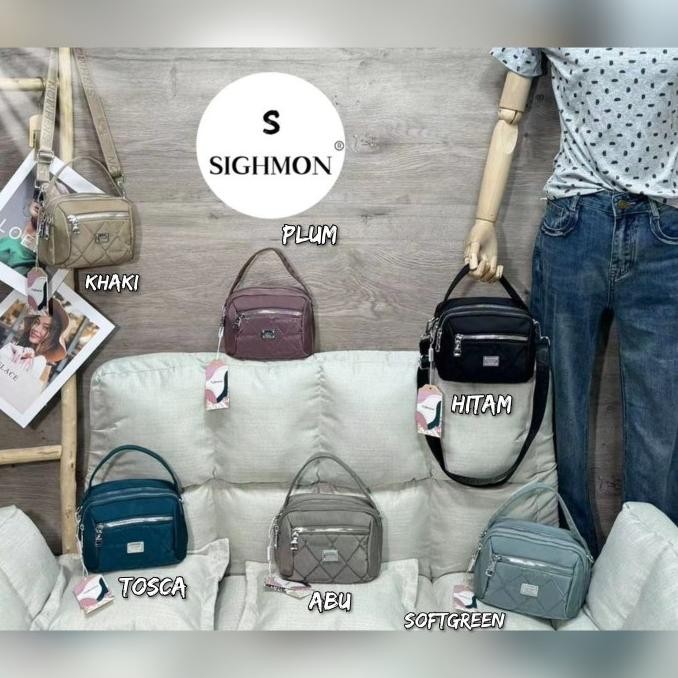 TAS WANITA ORI SIGHMON KANVAS 2in1 Selempang Jinjing SGH02053 3Sleting