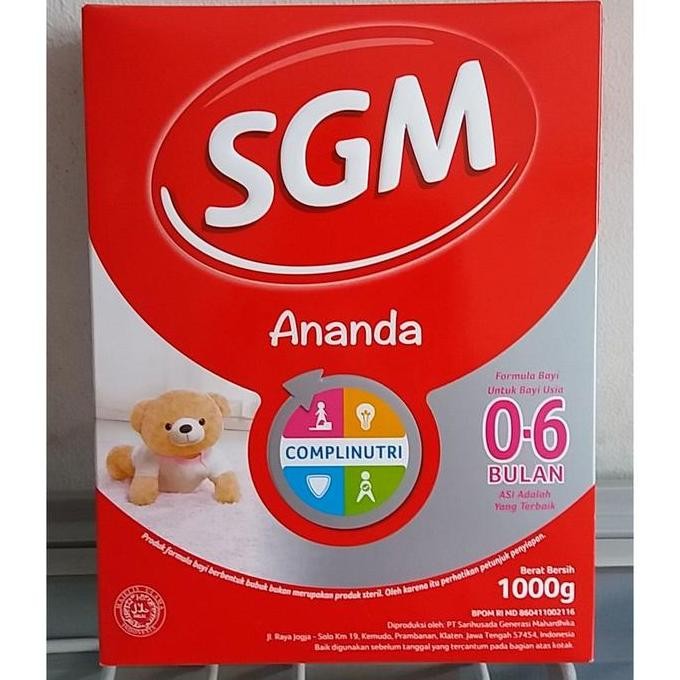 Grosir Sgm Ananda Tahap 1 Dan 2 Susu Bayi Usia 0-6 Bulan 6-12 Bulan Plain 1000 Gram (Besar) Anak-Ana