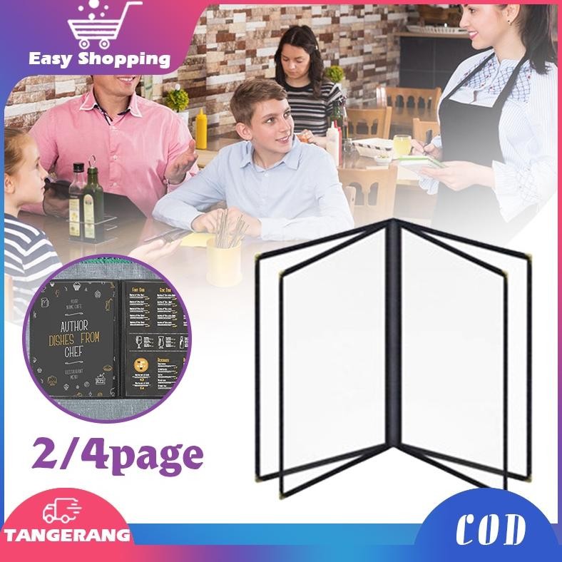 

VE29 A4 Buku Menu Restoran Kulit Cover Menu Cover Pelindung Menu Sampul Buku Resto-Hitam Berkualitas