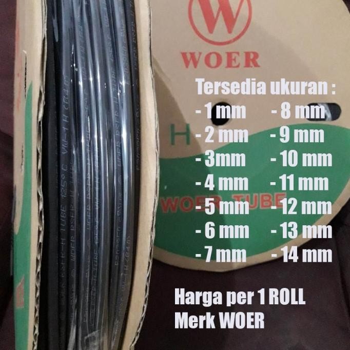 Heatshrink Merk Woer Per Roll / Isolasi Bakar 1Mm 2Mm 3Mm 4Mm 5Mm 6Mm 7Mm 8Mm 9Mm 10Mm 11Mm 12Mm 13M