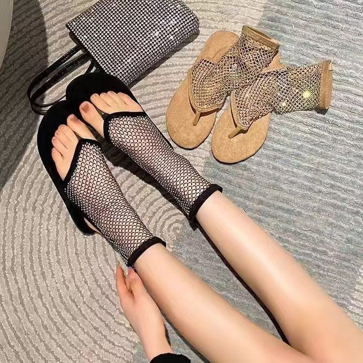 Sandal Wanita Jala Vintage Fashion Serbaguna Bernapas Nyaman Tinggi Ringan Trendy Sandal Romawi