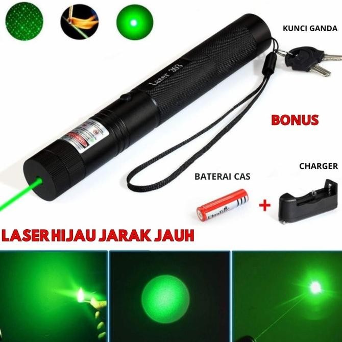 Laser Jarak Jauh 10 Km Hijau Pointer Presentasi Senter Leser 303 Diskon