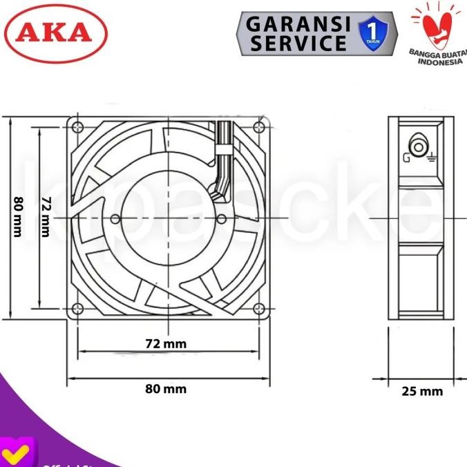 Original Cooling Fan Exhaust Fan Kipas Pendingin Panel Aka 220V Ac 8Cm 8 Cm 8X8