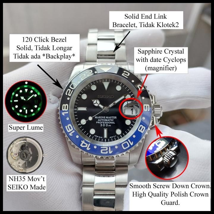 Seiko Gmt Mod Batman Seiko Mod Pepsi Sprite Nh35 Automatic Seikomod Original Best Seller