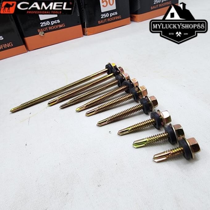 CAMEL BAUT ROOFING CML SKRUP MUR BAJA RINGAN PER KOTAK 12 X 20 25 30 40 45 50 60 70 100 MM 2CM 2.5CM