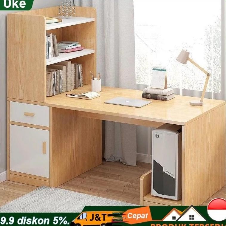 120cm Meja komputer/Meja Kerja/Meja belajar/Meja Belajar dengan Rak Buku/lemari buku